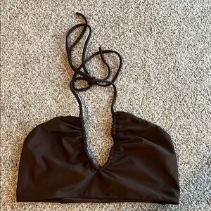 MIKOH | Kaiko Ruched Halter Bikini Top in Ukulele (Brown)